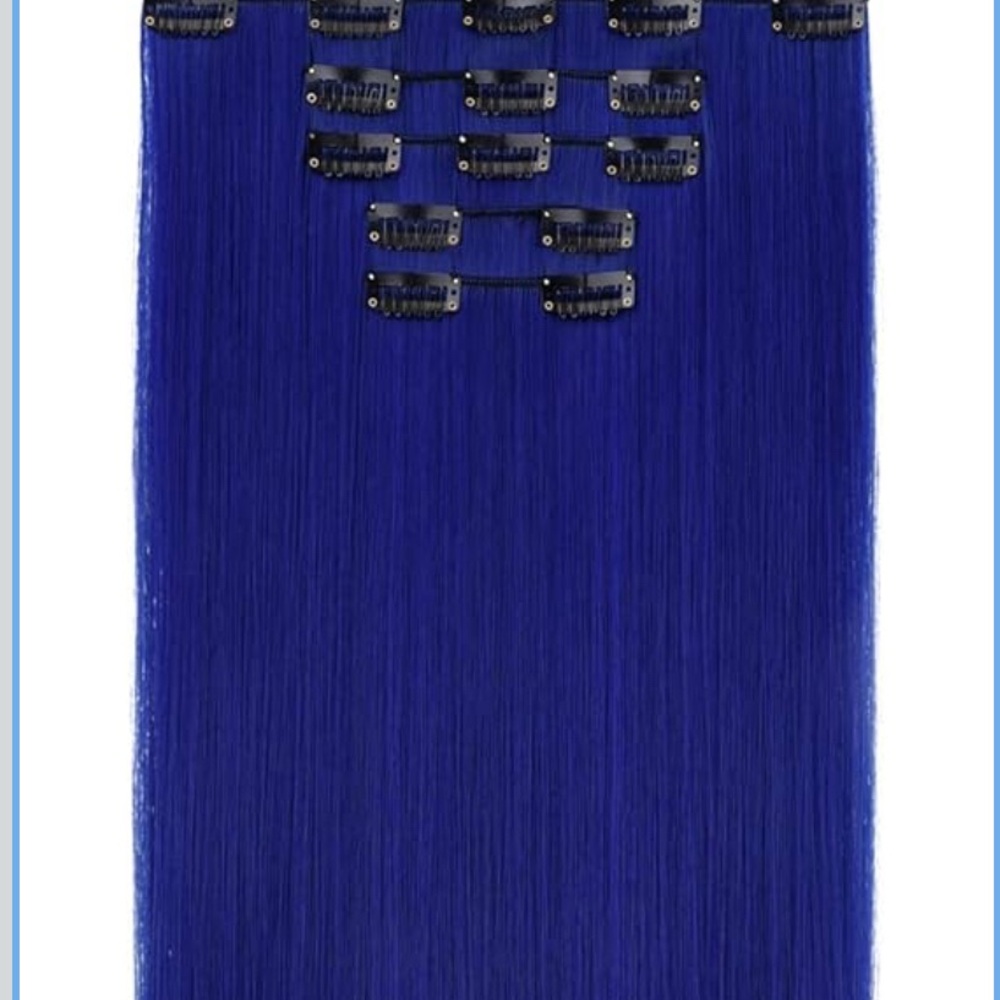 Vivid Blue Synthetic Hair Extension - Deep Blue Shade